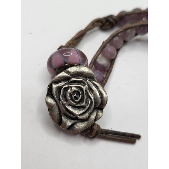 Boho Leather Beaded Necklace Pandora S925 Charm Wrap Style 19 Inch - Picture 8 of 13